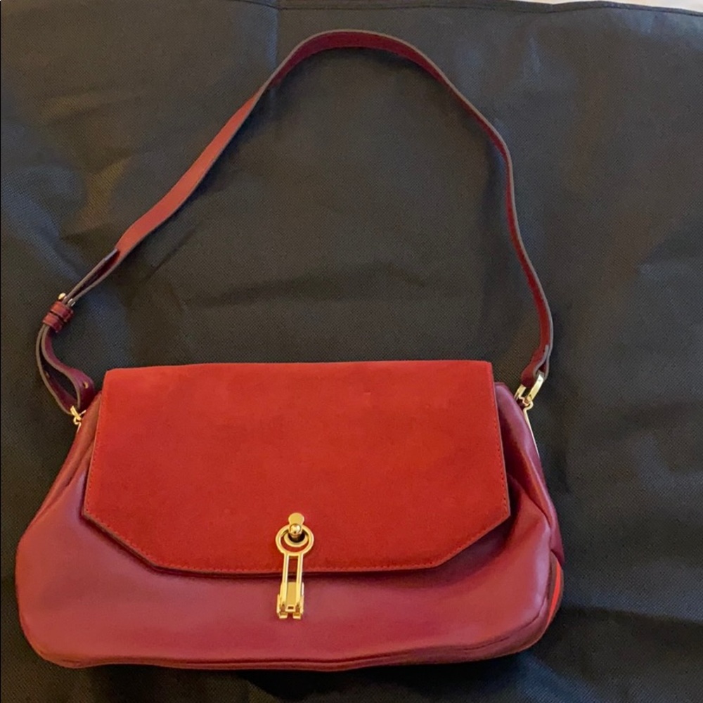 Suede and vegan leather bag